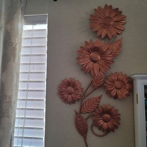 Sunflowers metal wall art in copper color set of 3